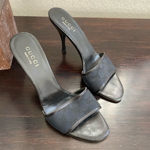 Authentic Gucci Black Slide Heels Size 8 1/2